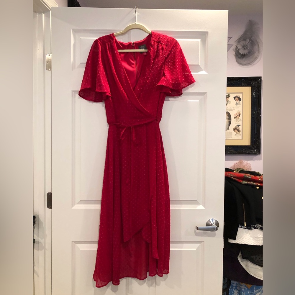 Vince Camuto Swiss Dot Wrap Dress. Sz. 16. Great Condition!
